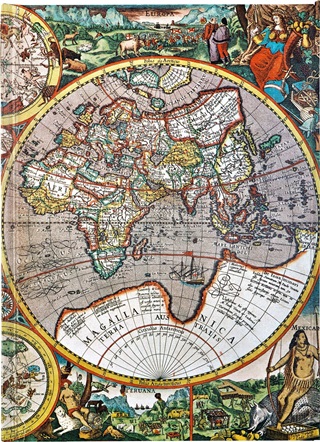  - Flame Tree A5 Notesz Antique Map Of The World